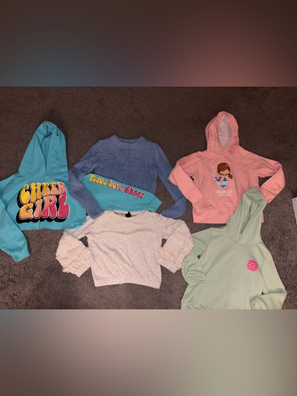 Old Navy Mint Green Girls Hoodie with Pink Sun Graphic